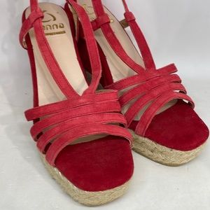 Kanna Cortina Red Wedge Espadrilles